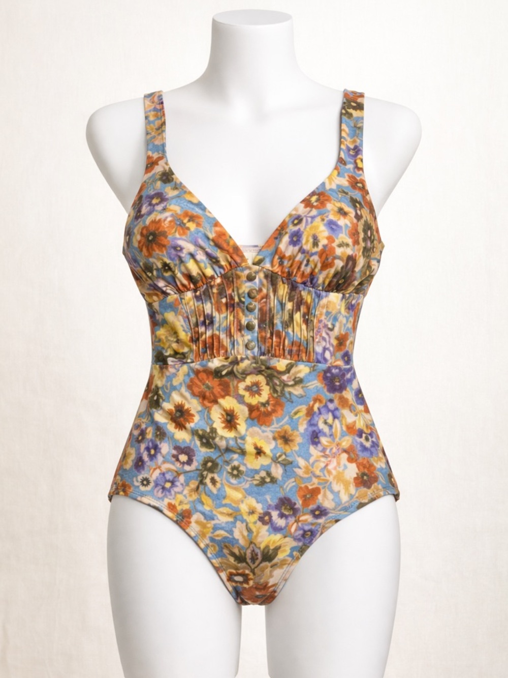Chelsea & Violet One Piece Swimsuit Medium Floral Corset Style Cottagecore Boho